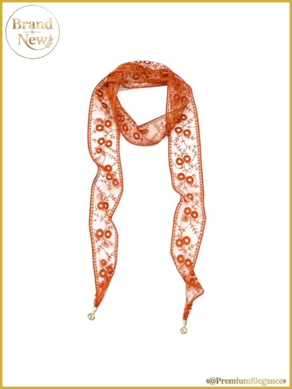 Women's Floral Lace Scarf, Lightweight Skinny Scarf for Hair, Bag or Neck